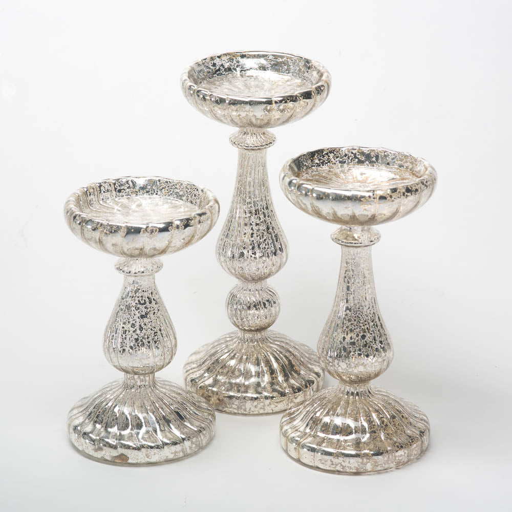 richland 8 5 ribbed unique mercury glass pillar candle holder - view 4