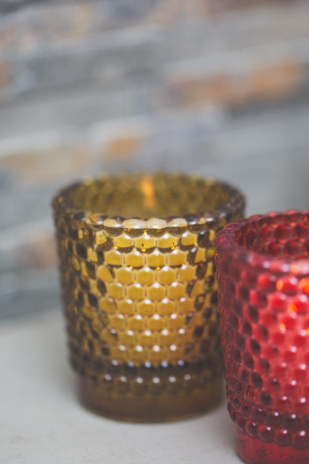 richland votive holder hobnail amber set of 72