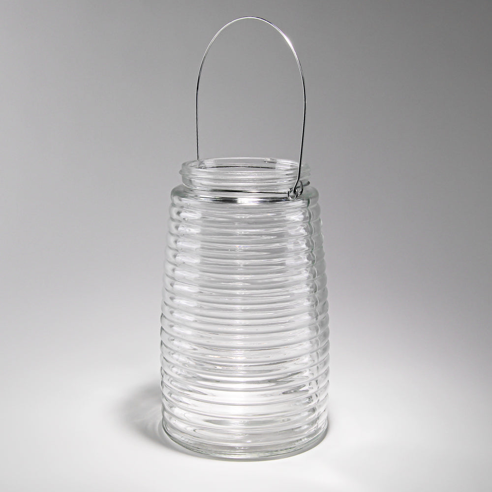 Eastland Hanging Horizontal Ribbed Glass Jar 8" with Handle Set of 6