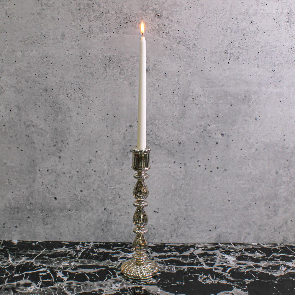 richland ribbed unique mercury glass taper candle holder 13
