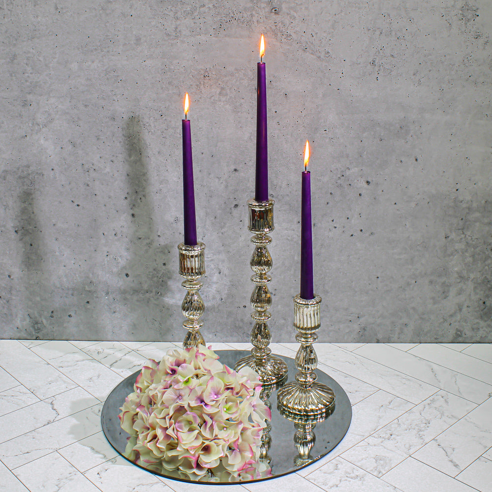 richland ribbed unique mercury glass taper candle holder set of 3 - view 2