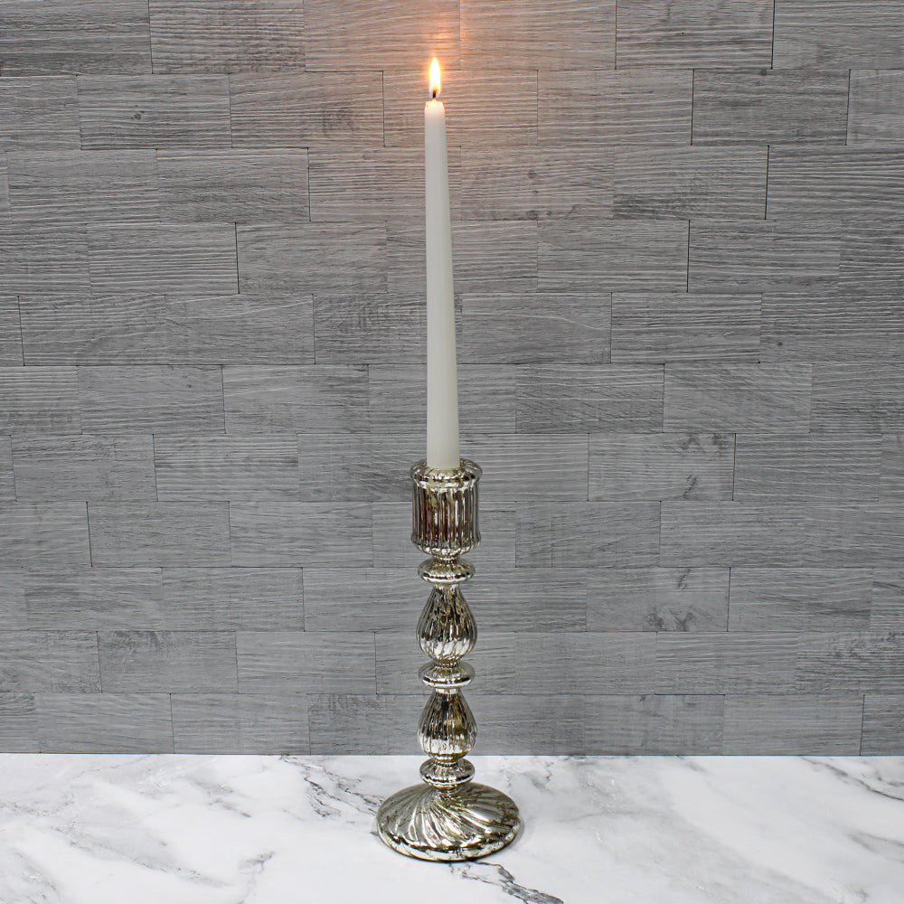 Richland Ribbed Unique Mercury Glass Taper Candle Holder Set of 3 - view 6