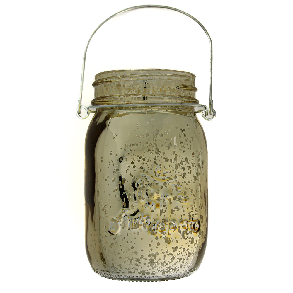 Richland Small Mercury Hanging Mason Jar with Handle Metallic Gold