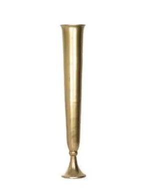Tall Metal Trumpet Vase Gold 23"