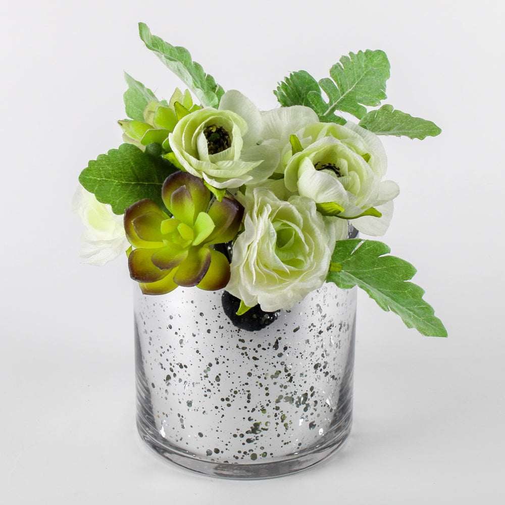 Richland Silver Mercury Glass Cylinder Vase 5" x 5"