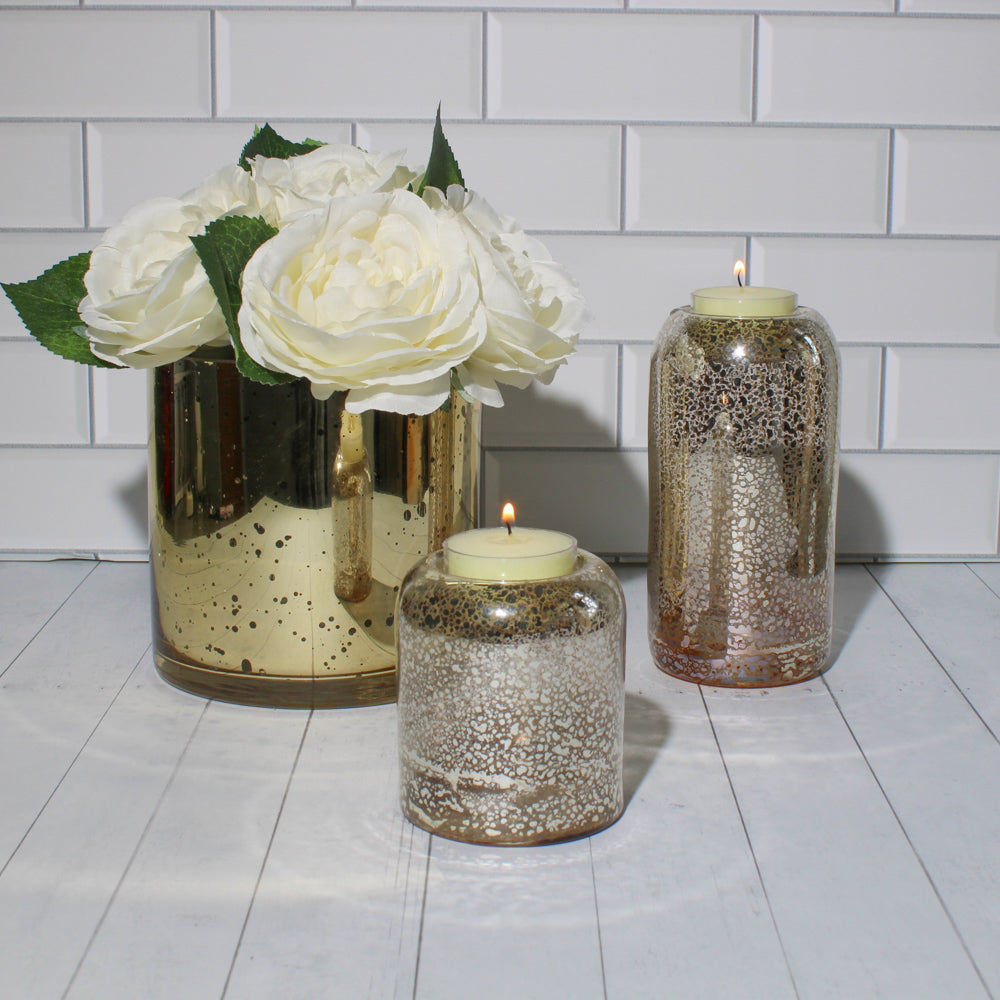 Richland Gold Mercury Glass Cylinder Vase 5" x 5" - view 3