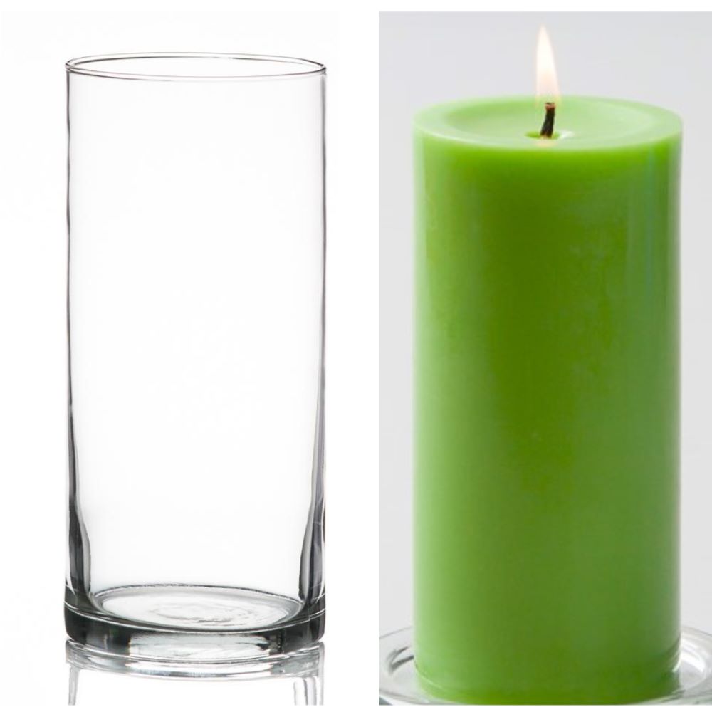 Richland Pillar Candle 6" & Eastland Cylinder Holder 7.5" Set of 12 (Choose your Color) - view 9