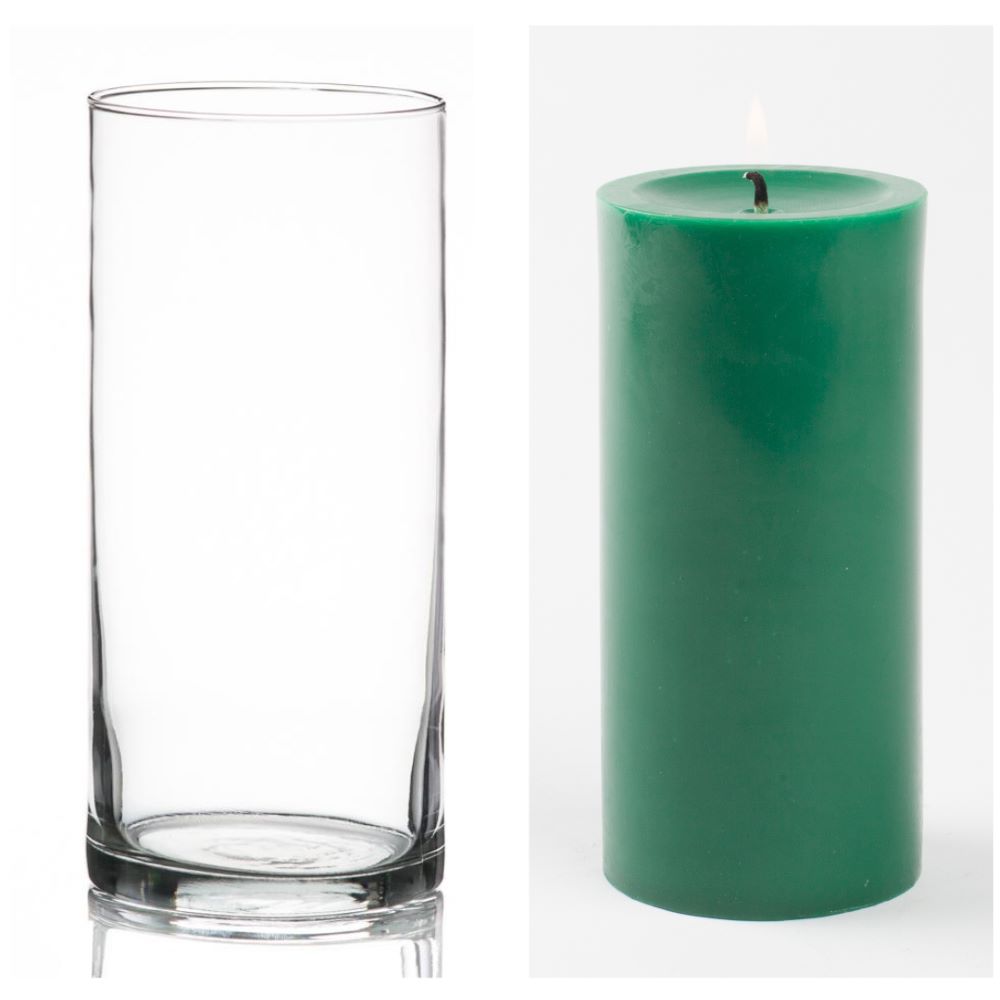 Richland Pillar Candle 6" & Eastland Cylinder Holder 7.5" Set of 12 (Choose your Color) - view 10