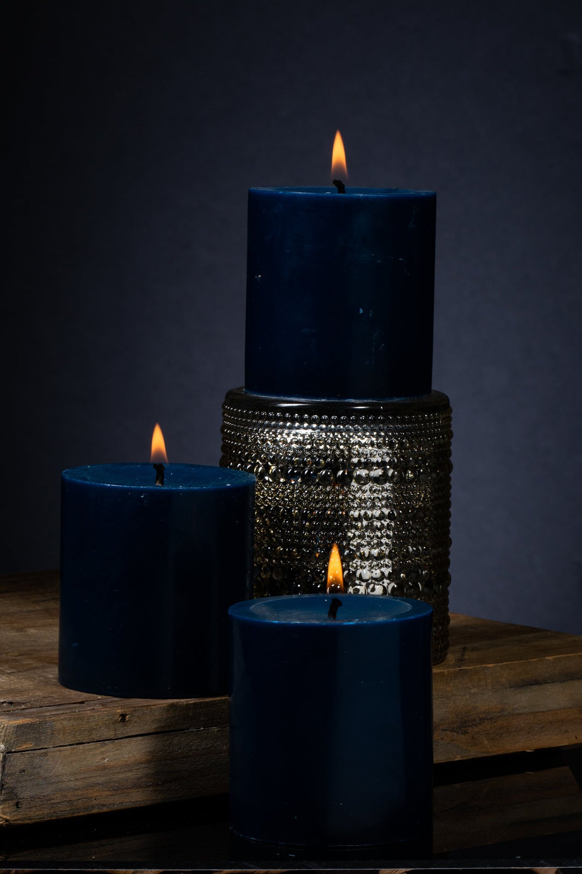 Richland Pillar Candle 3"x3" Navy Blue - view 2