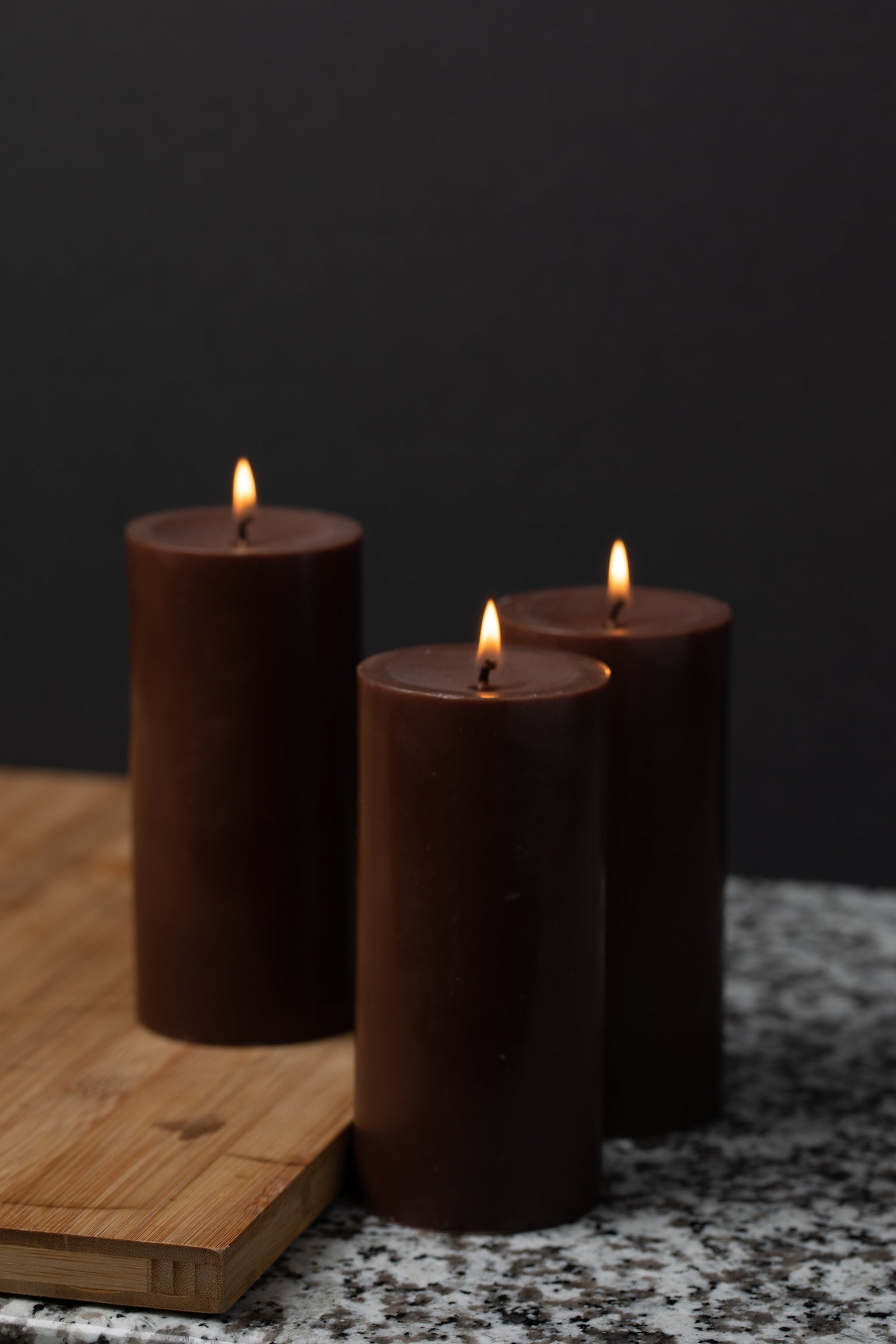 Richland Pillar Candles 3"x6" Brown Set of 12
