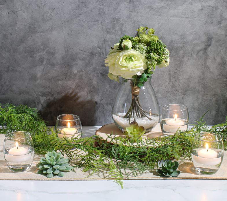 Eastland Grande Hurricane Holders & Richland Floating Candles 2" Set of 72