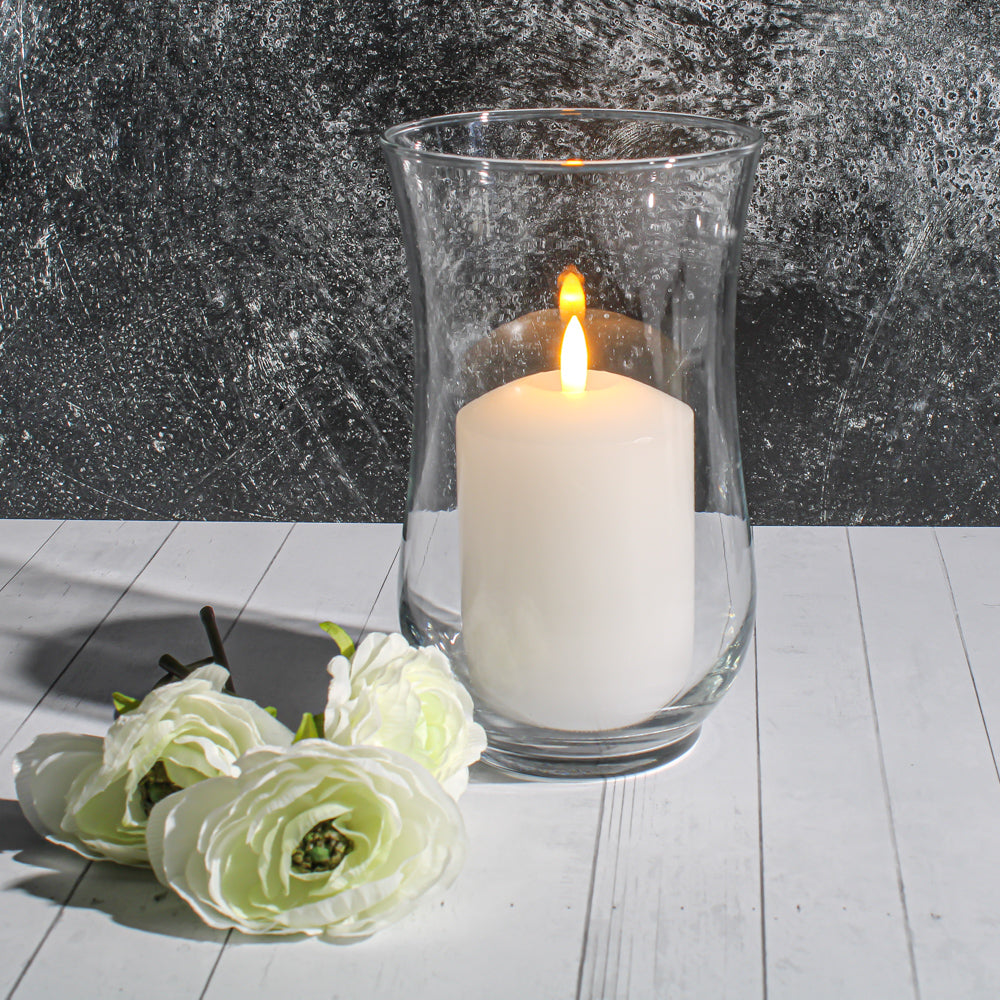 Richland 3"X4" Bullet LED Wax Candle White in Hurrican Vase - view 2