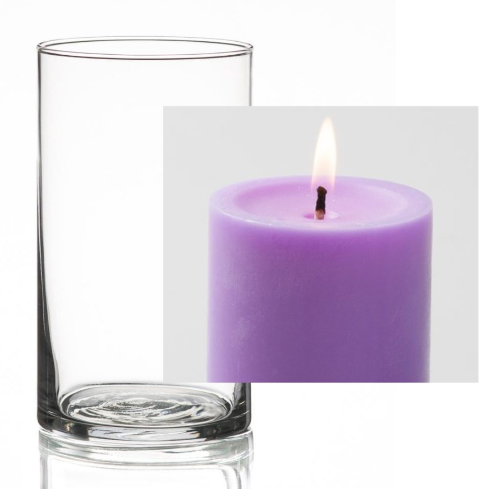 Richland Pillar Candle 3" & Eastland Cylinder Holder 6" Set of 12 (Choose your Color) - view 6