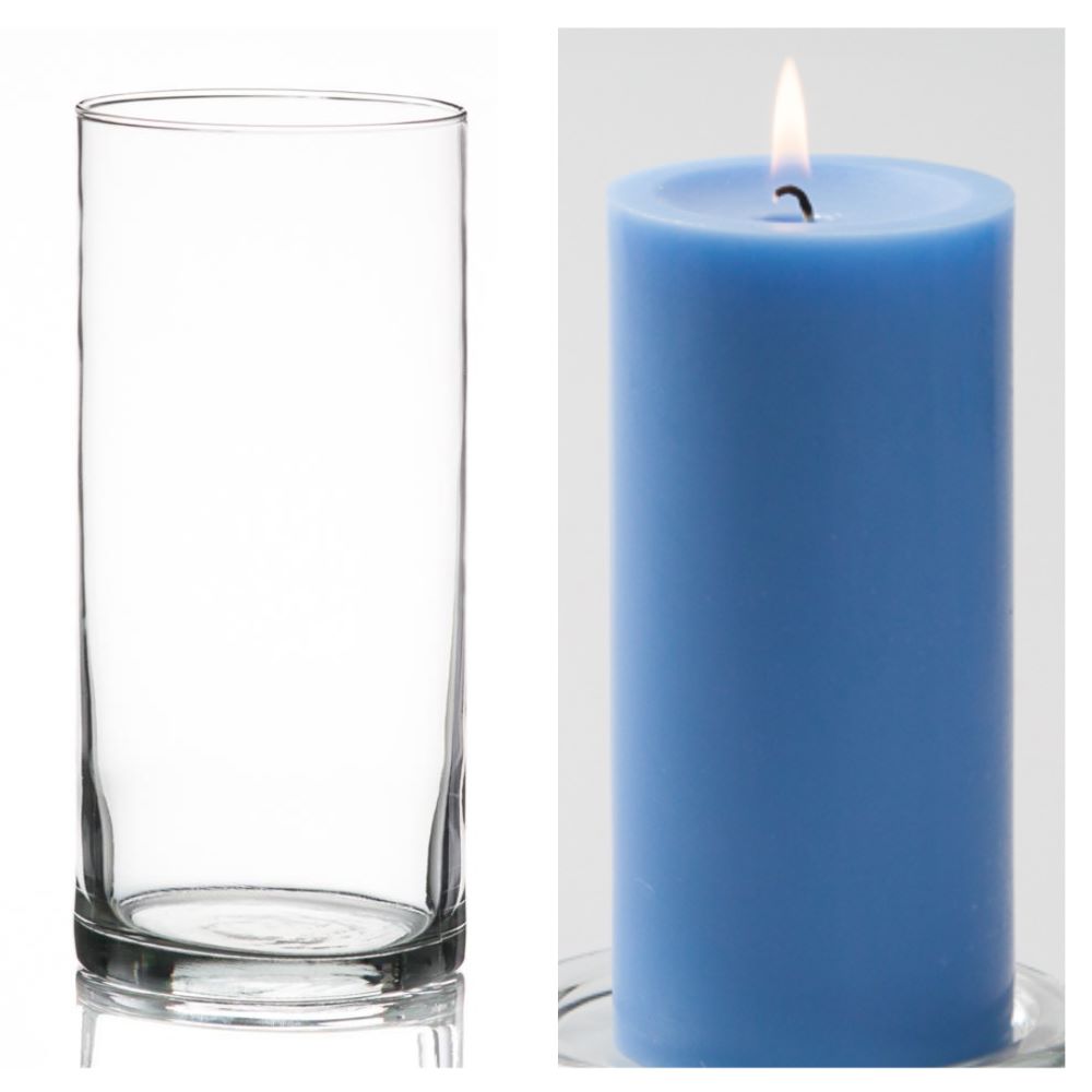 Richland Pillar Candle 6" & Eastland Cylinder Holder 7.5" Set of 12 (Choose your Color) - view 7