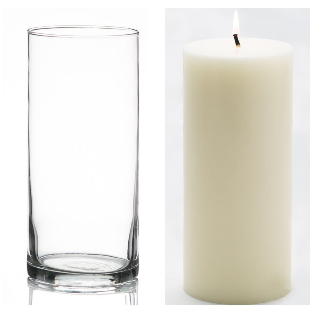 Richland Pillar Candle 6" & Eastland Cylinder Holder 7.5" Set of 12 (Choose your Color) - view 16