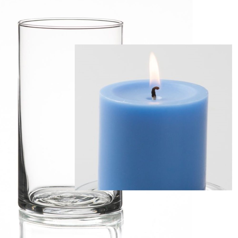 Richland Pillar Candle 3" & Eastland Cylinder Holder 6" Set of 12 (Choose your Color) - view 8