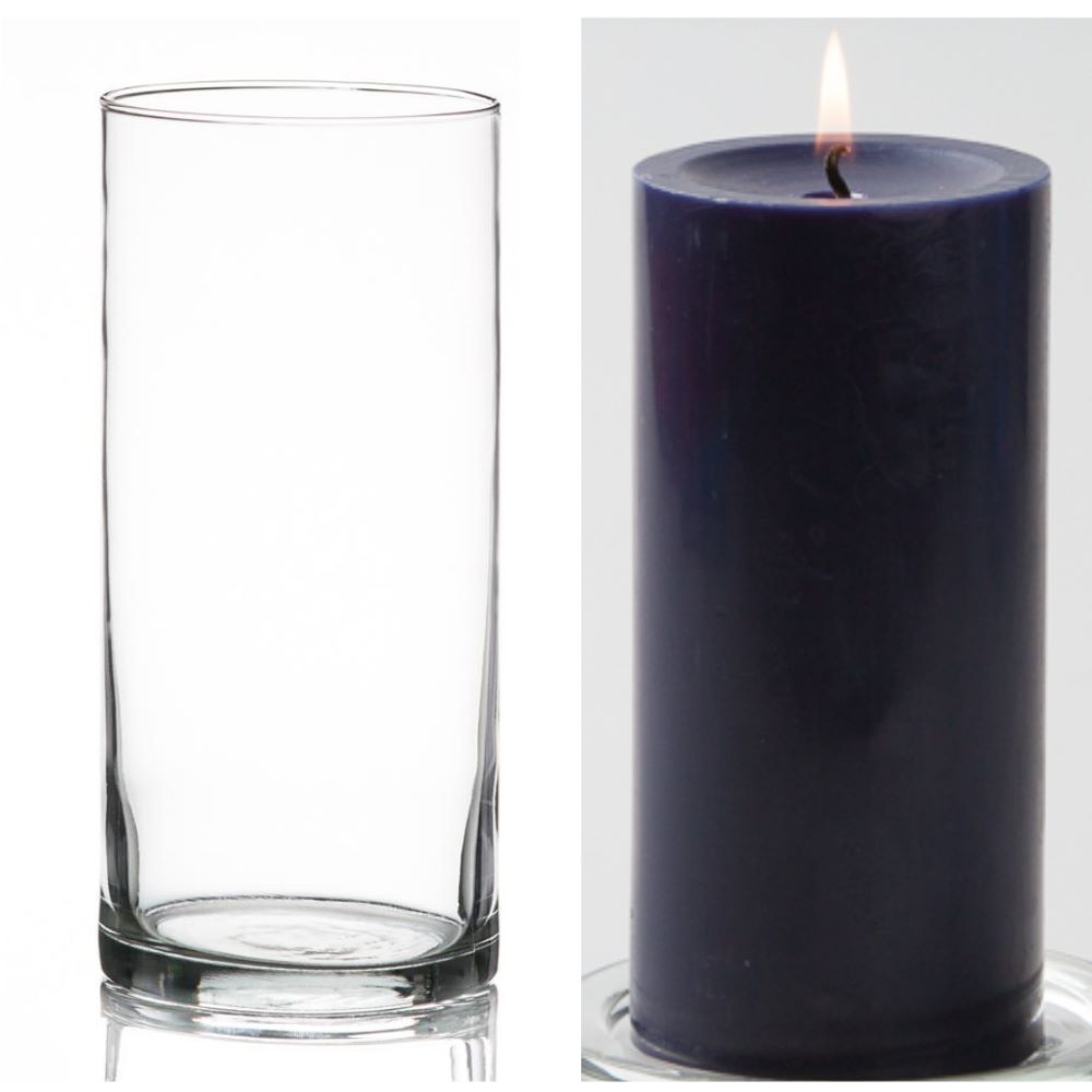 Richland Pillar Candle 6" & Eastland Cylinder Holder 7.5" Set of 12 (Choose your Color) - view 8