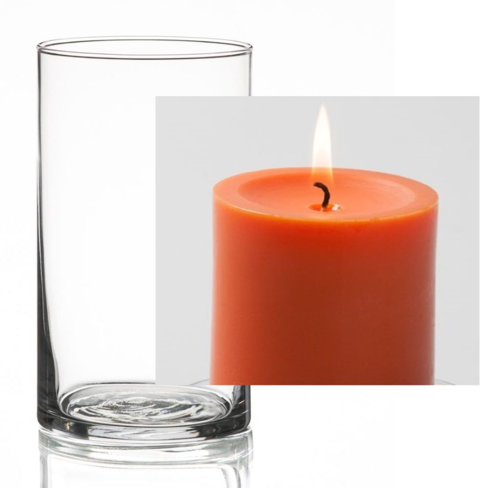 Richland Pillar Candle 3" & Eastland Cylinder Holder 6" Set of 12 (Choose your Color) - view 12