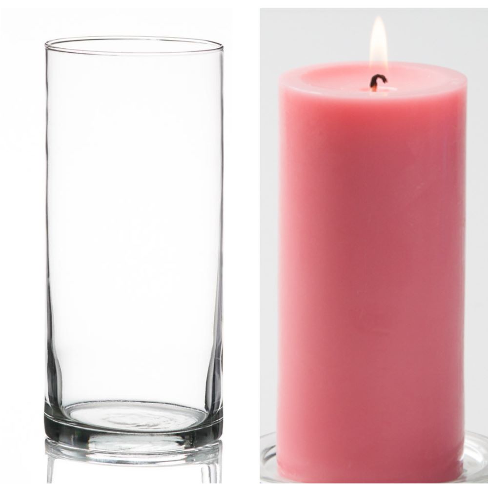 Richland Pillar Candle 6" & Eastland Cylinder Holder 7.5" Set of 12 (Choose your Color) - view 4