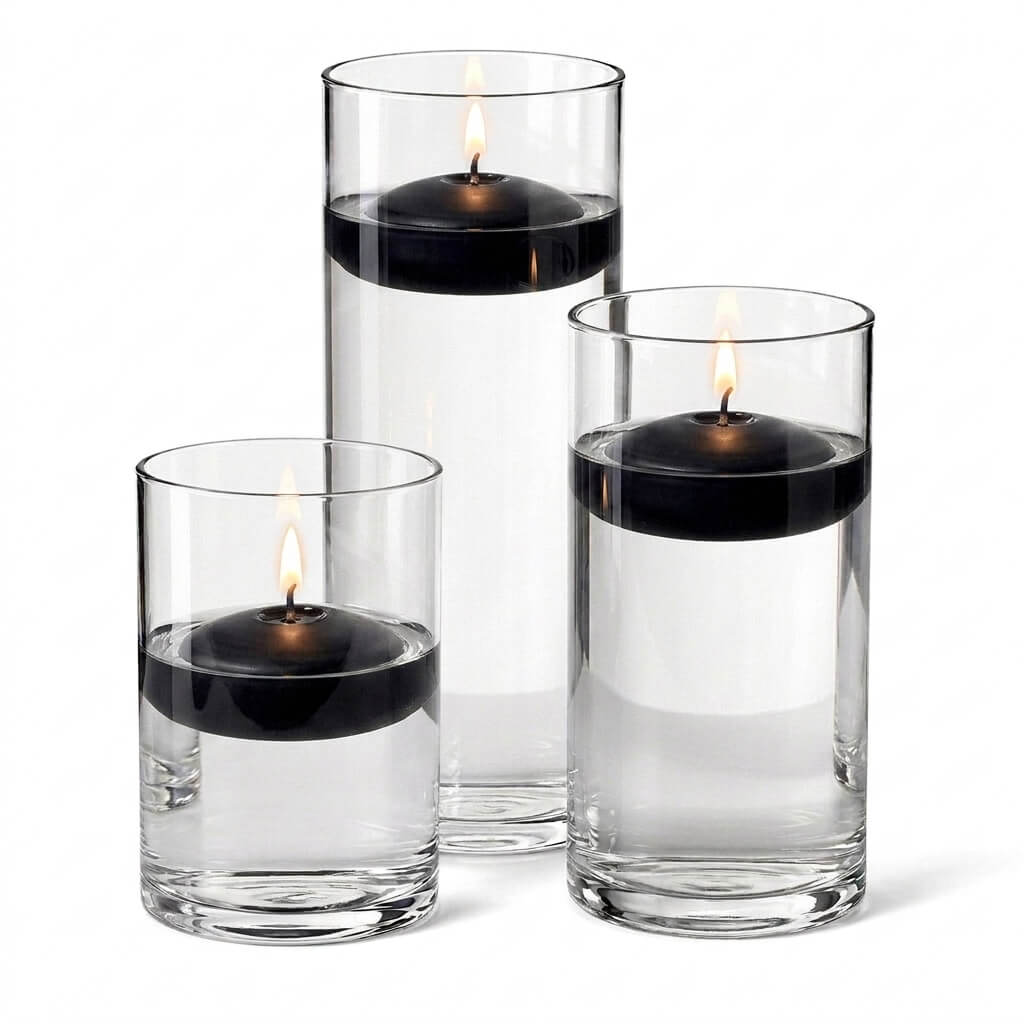 Cylinder Vase Centerpiece & Richland 3" Floating Candles Set of 18 - view 5