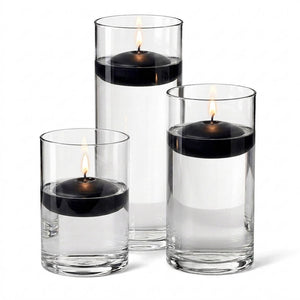 5 of 14: Cylinder Vase Centerpiece & Richland 3" Floating Candles Set of 18