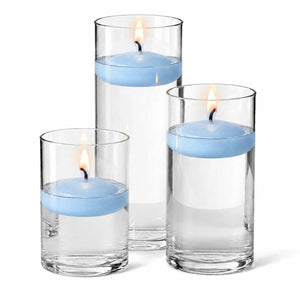 12 of 14: Cylinder Vase Centerpiece & Richland 3" Floating Candles Set of 18