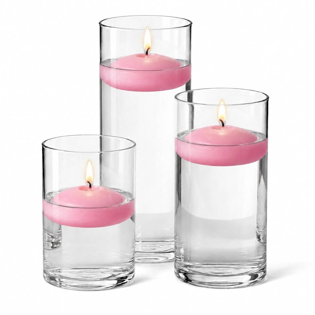Cylinder Vase Centerpiece & Richland 3" Floating Candles Set of 18 - view 9
