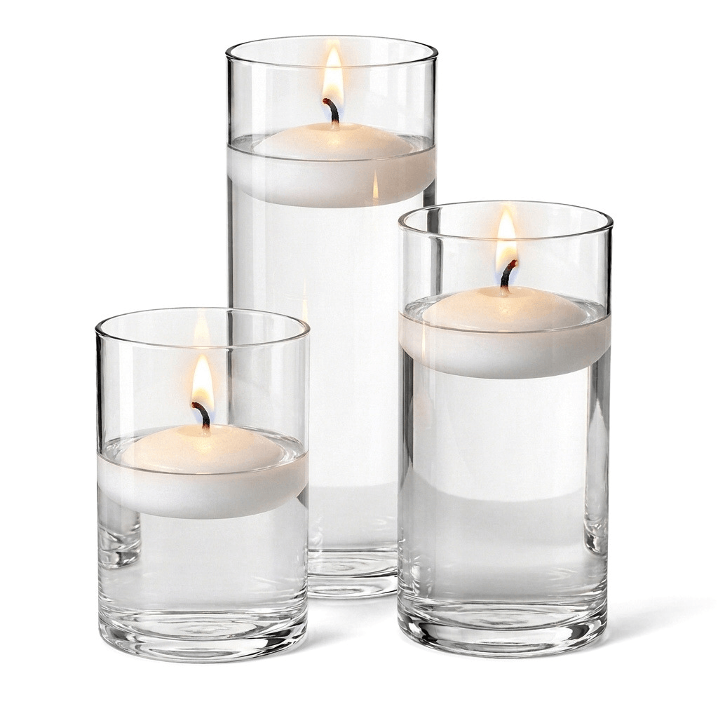 Cylinder Vase Centerpiece & Richland 3" Floating Candles Set of 12 - view 2
