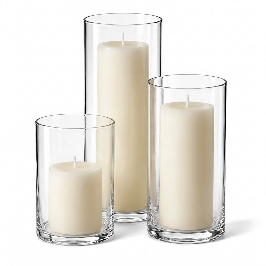 Richland Pillar Candles & Cylinder Vases Set of 3 - view 3