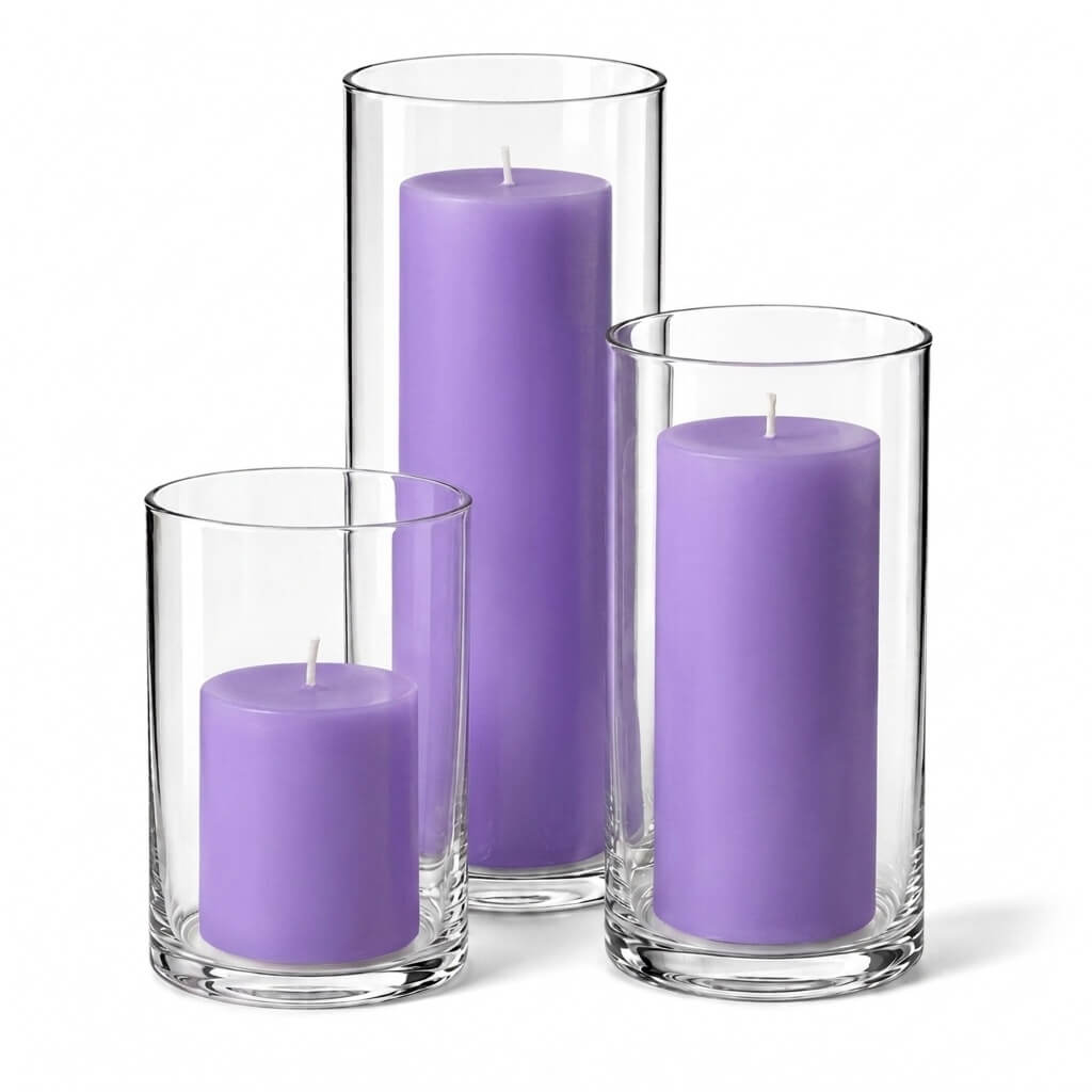 Richland Pillar Candles & Cylinder Vases Set of 3 - view 5