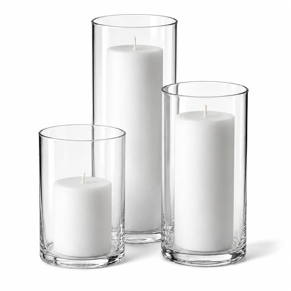 Richland Pillar Candles & Cylinder Vases Set of 3 - view 1