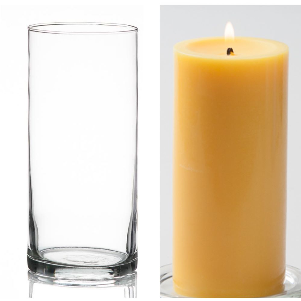 Richland Pillar Candle 6" & Eastland Cylinder Holder 7.5" Set of 12 (Choose your Color) - view 12