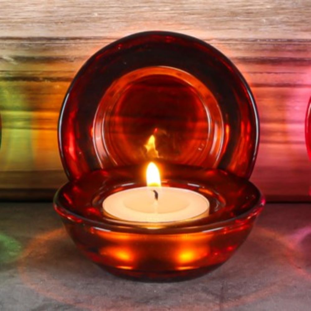 Eastland Chunky Tealight Candle Holder Amber Set of 12 - view 2