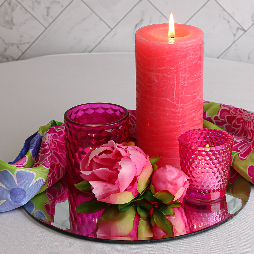 Richland Rustic Pillar Candle 3"x 6" Pink Set of 24