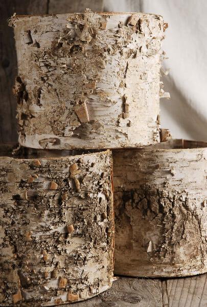 birch bark planter w plastic liner 7x6 - view 1