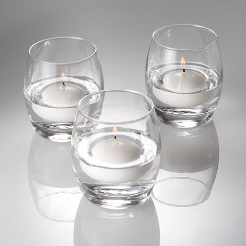 Eastland Grande Hurricane Holders & Richland Floating Candles 2" Set of 72