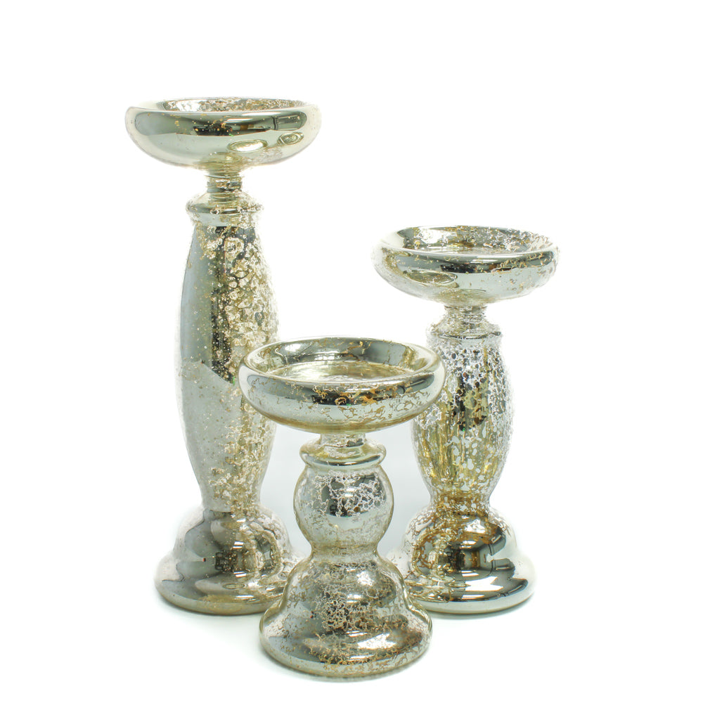Eastland Unique Mercury Glass Pillar Candle Holder Set of 3 - view 1