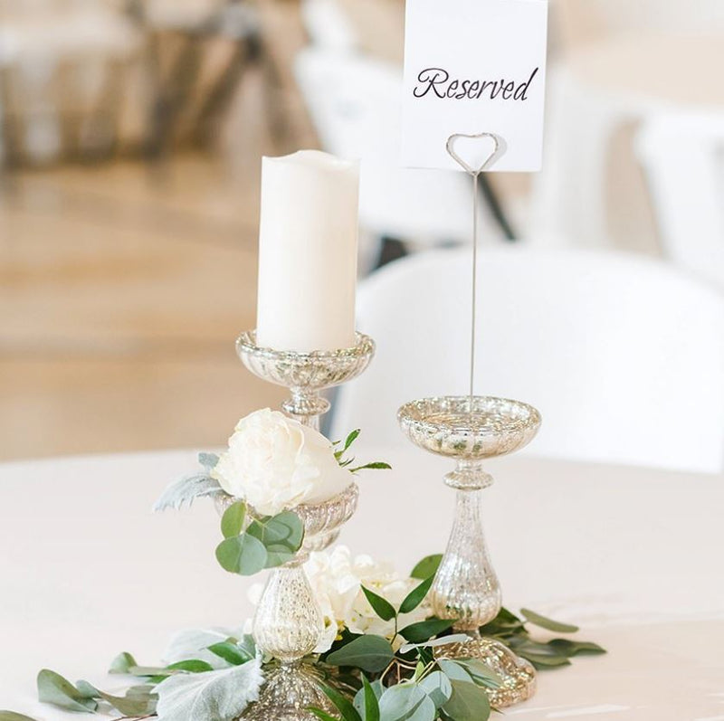 Richland Ribbed Unique Mercury Glass Pillar Candle Holder Set of 3