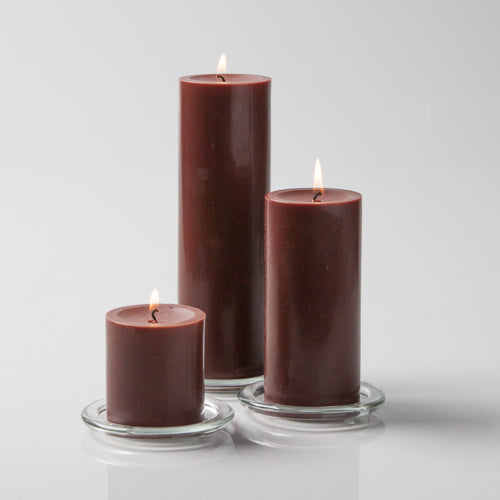 Richland Pillar Candles 3"x3", 3"x6" & 3"x9" Brown Set of 3