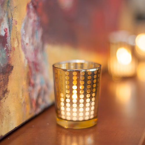 Richland Gold Dotted Glass Holder – Small Set of 72 - view 3