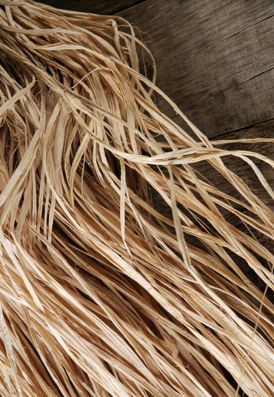 natural raffia bundle trimmed