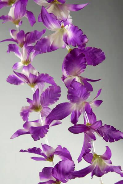 12 purple orchid flower leis - view 1