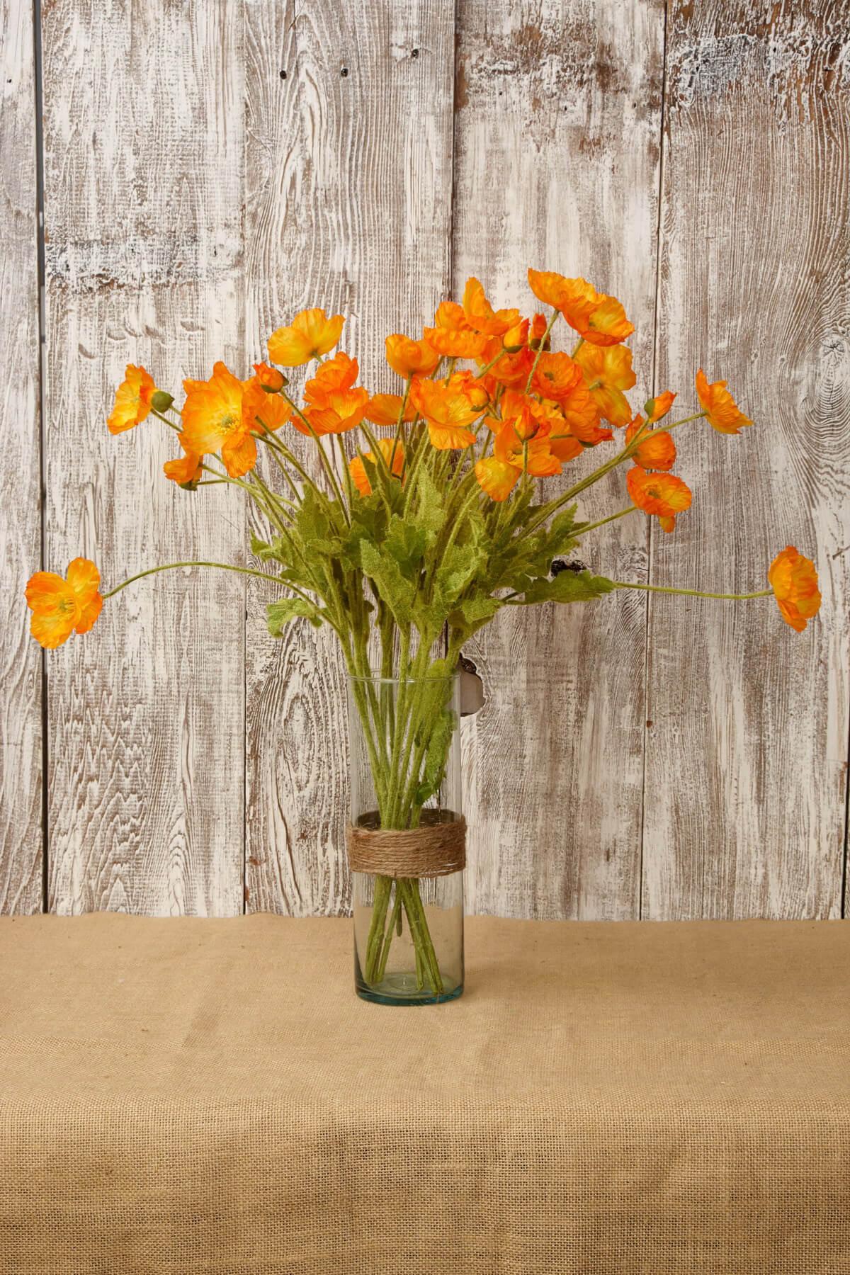12 orange poppy flowers silk flowers - view 5