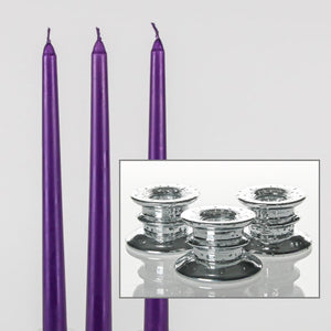 Richland Athena Taper Candle Holder & Richland 10" Taper Candles Set of 20 (Choose your color)