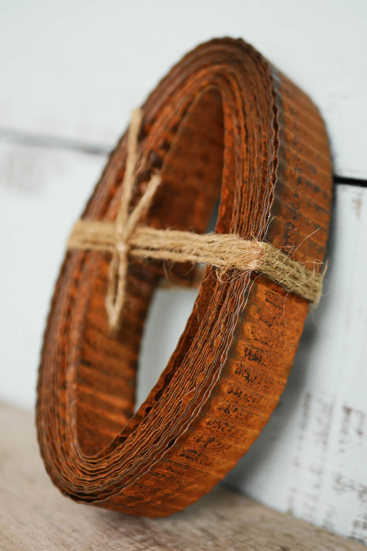 rusty corrugated tin ribbon 1in 15ft - view 1
