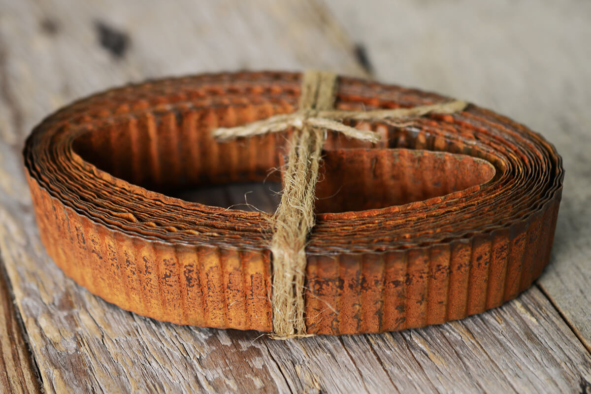 Rusty Corrugated Tin Ribbon 1in 15ft - view 3