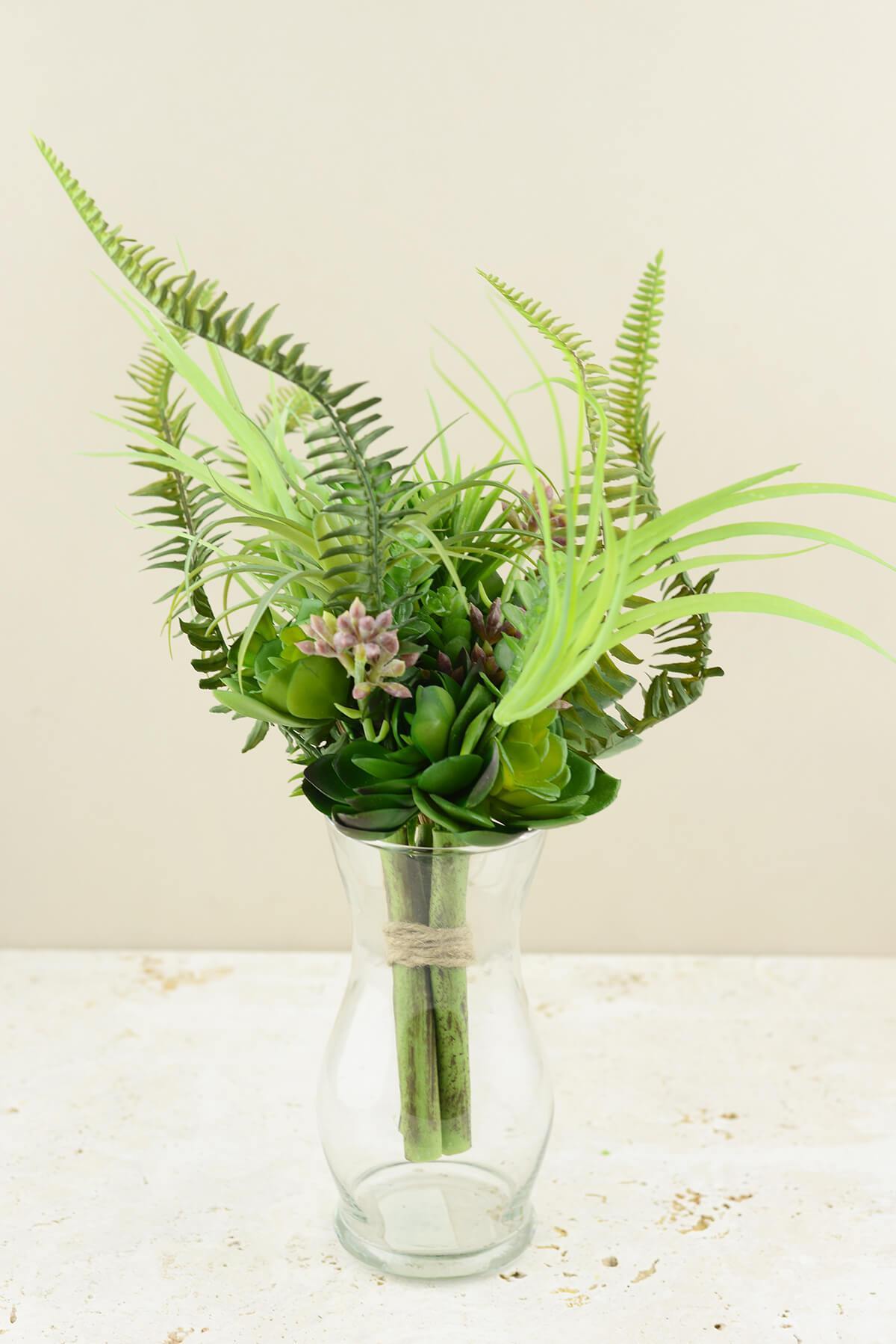 Artificial Succulent Garden Bouquet in Green tones 11"