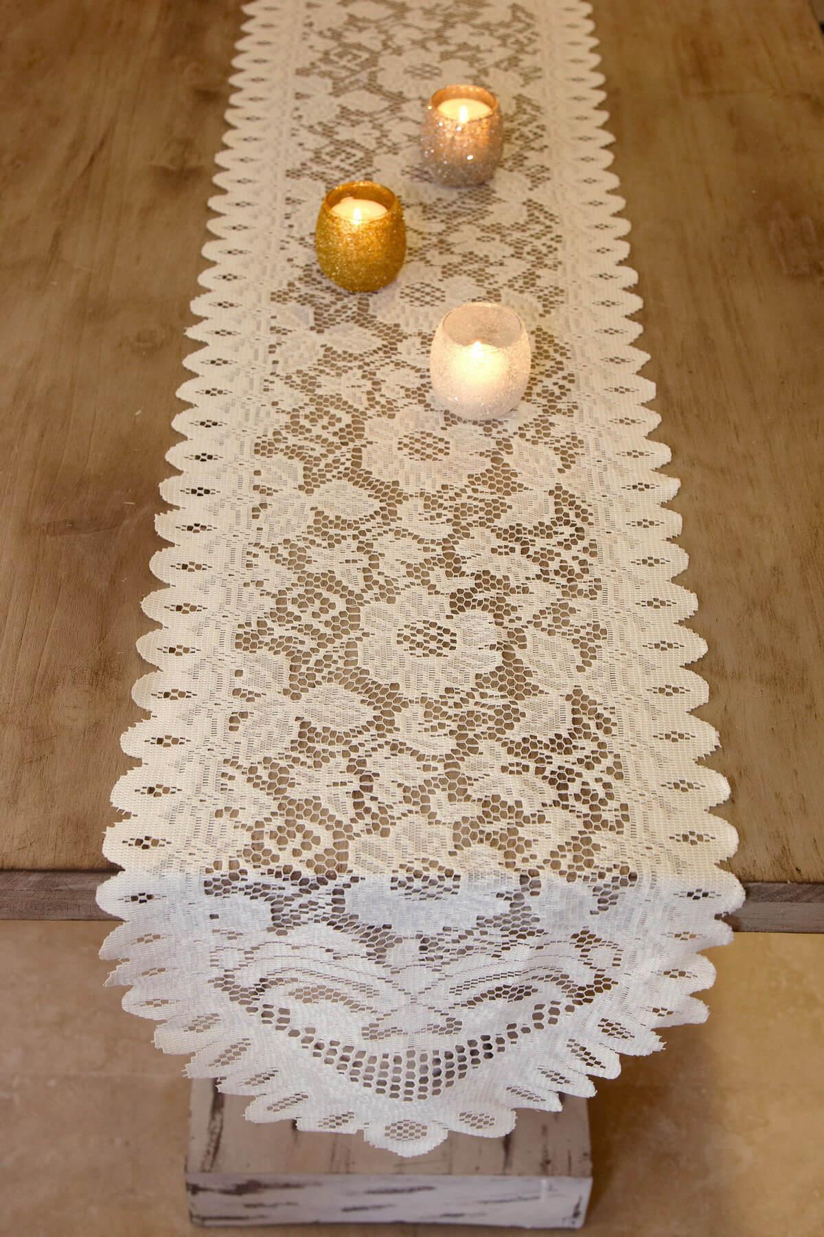 Floral Lace Table Runner Ivory 13" x 120" - Save-On-Crafts