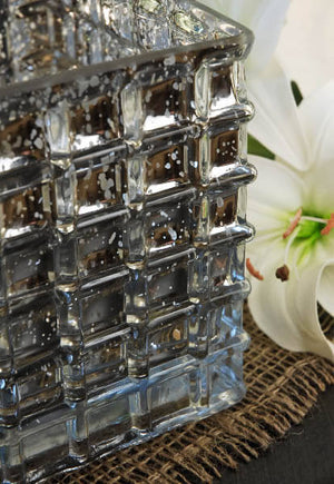 silver mercury glass 6 cube vase candle holder