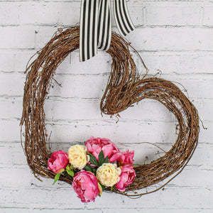 Pink Rose Heart Shaped Wreath- 16